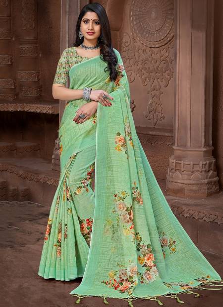 Pista Colour MAHI VE Fancy Designer Ethnic Wear Linen Digital Print Saree Collection M 03
